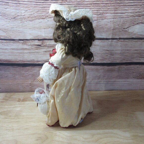 Collector’s Choice Porcelain 12" Doll Cream & Red Victorian Style Dress - Picture 6 of 9